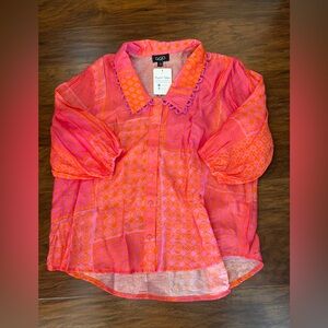 NWT Gigio Pink and Orange Blouse Size S